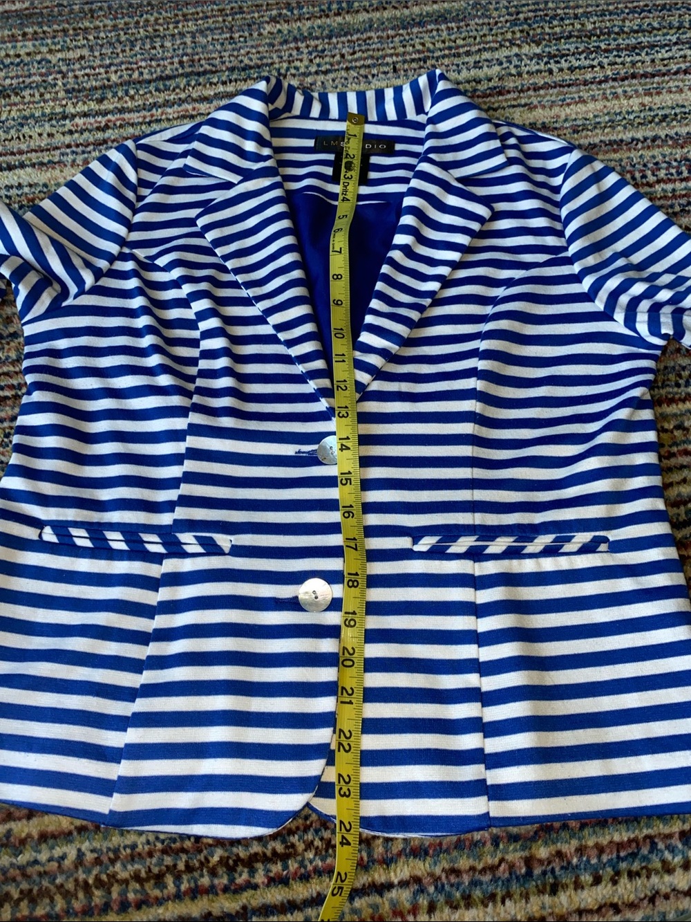 LM STUDIO Blue & White Striped Knit Jacket - Picture 7 of 12